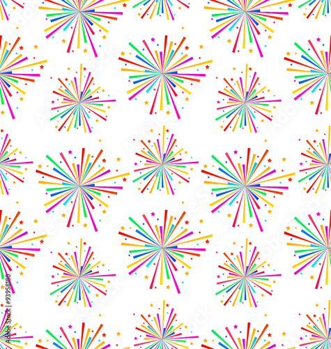 Seamless Texture with Multicolored Firework for Holiday
