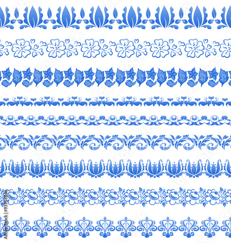 Set floral ornate tracery pattern in gzhel style for your design