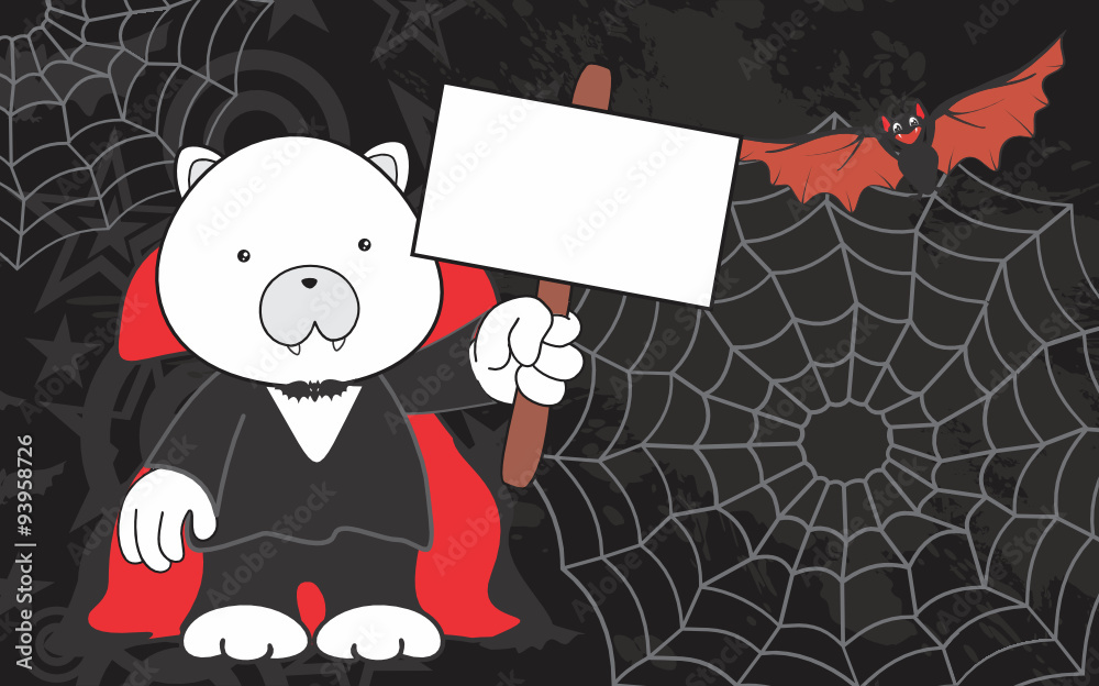 Obraz premium cute polar bear dracula costume copyspace in vector format