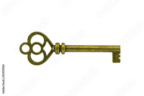 vintage key on whit background