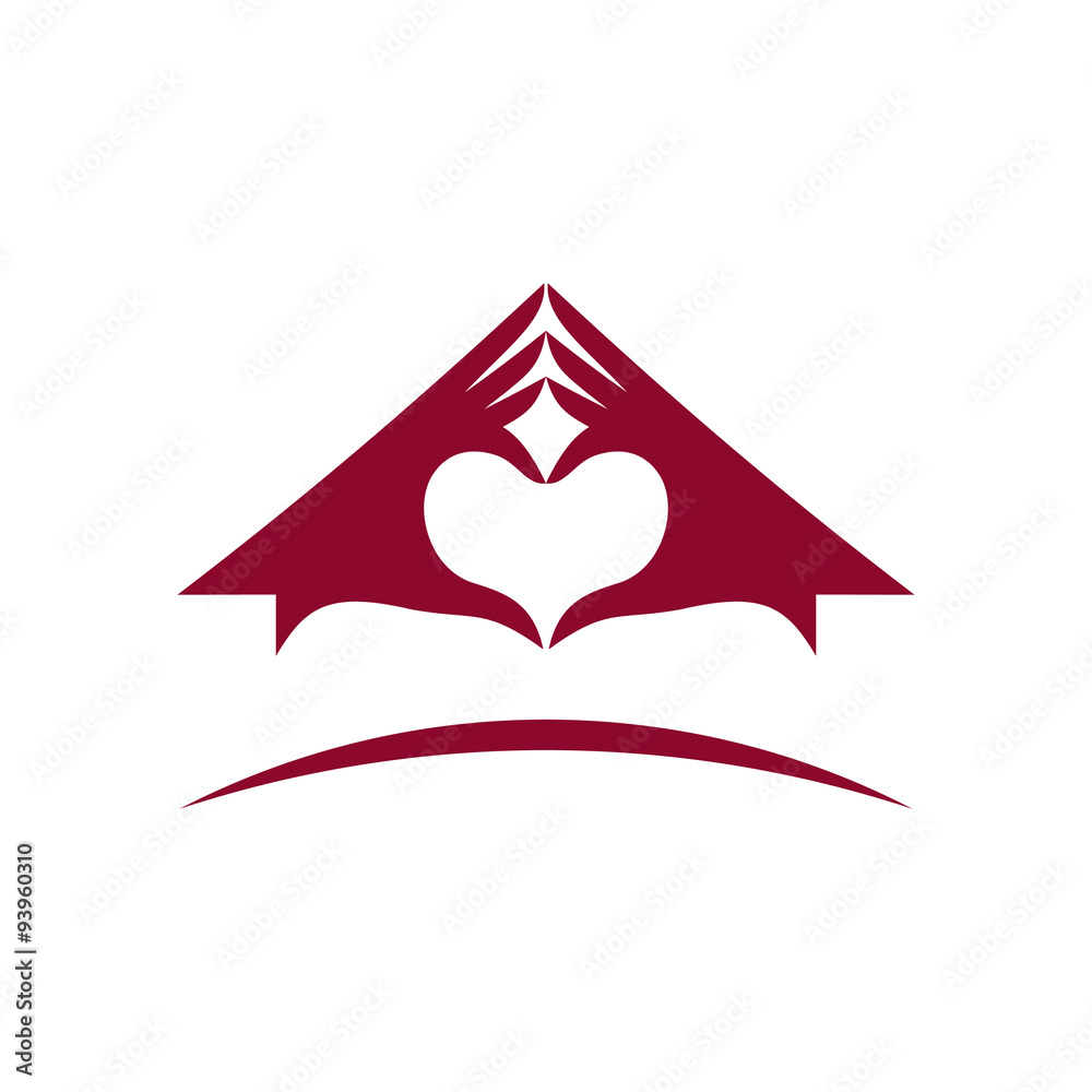 Obraz premium Home Care with Love heart Logo Icon