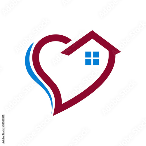 Love heart House Care Logo Icon