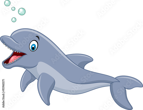 Cartoon happy dolphin isolated on white background