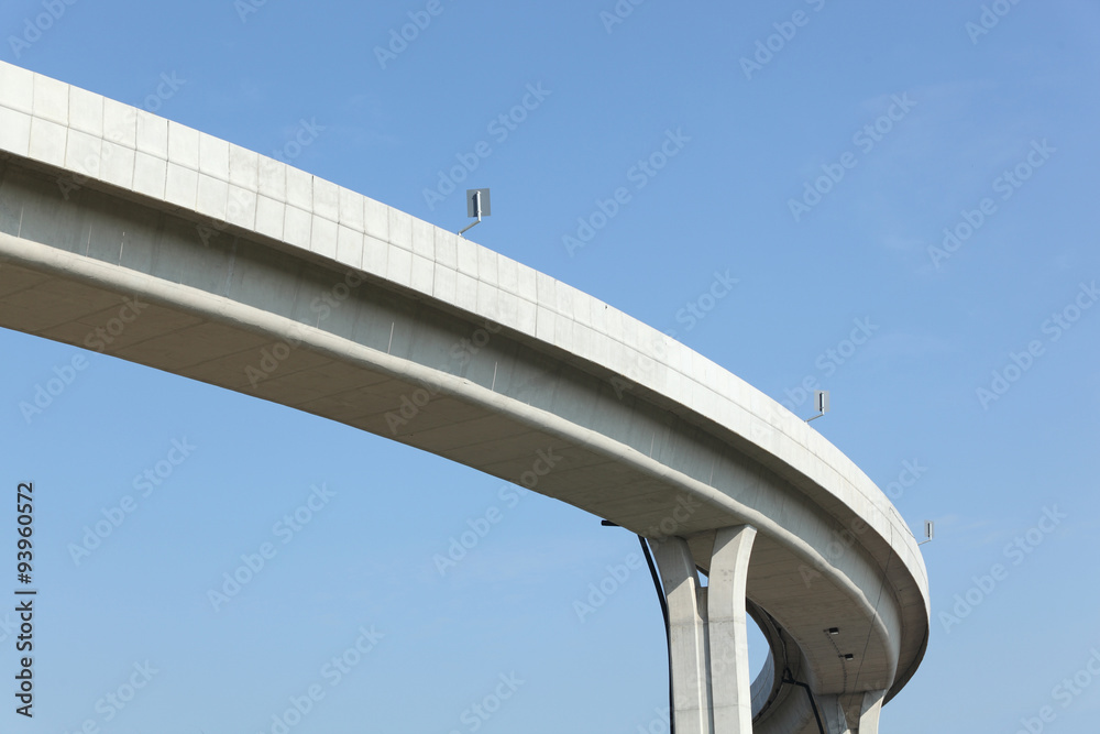 Under bridge expressway with blue sky and white cloud Under bridge expressway with blue sky and white cloud