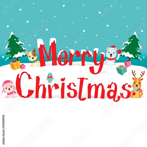 Animals And Merry Christmas Text, Merry Christmas, Xmas, Happy New Year, Objects, Animals, Festive, Celebrations