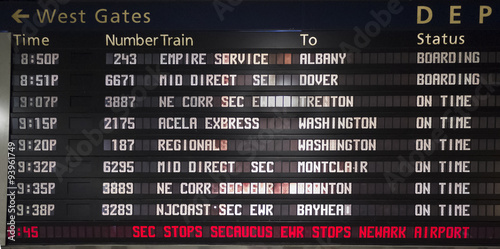 Train Departure Board Penn Station New York City