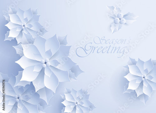 Season’s Greetings. Vector paper graphic of Christmas flower.