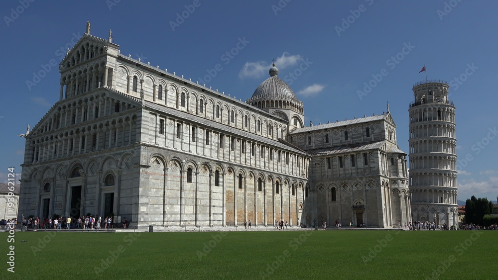 Pisa Italy Cathedral and Leaning Tower tourists 4K 030