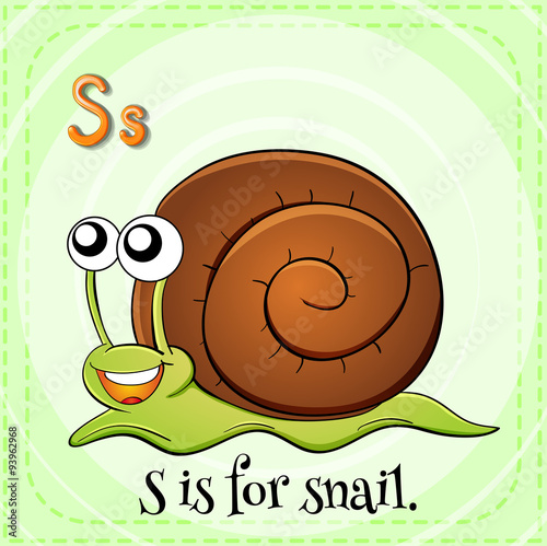 Flashcard letter S is for snail