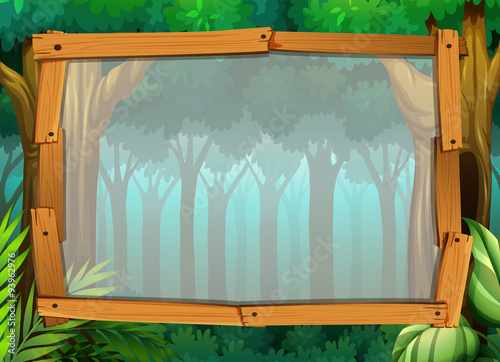 Border design with dark forest