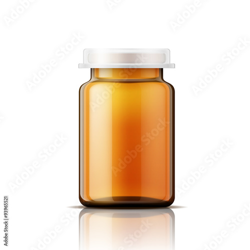Glass bottle for pills.