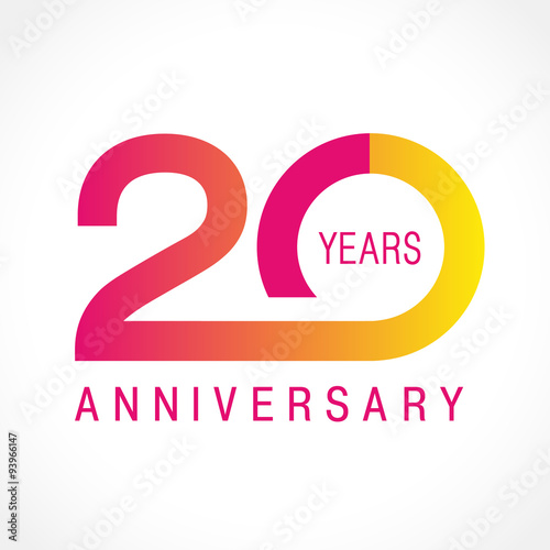 20 anniversary classic logo. The plain ordinary logotype of 20th birthday.
