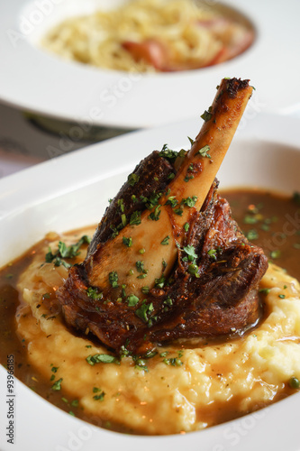 Braised lamb shank on the mashed potato
