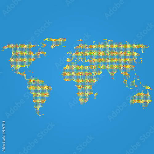 Multicolored dotted world map