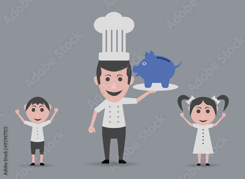 economic chef and happy children