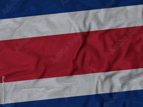 Closeup of ruffled Costa Rica flag