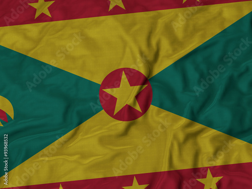 Closeup of ruffled Grenada flag
