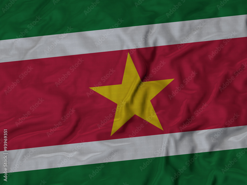Closeup of ruffled Suriname flag Closeup of ruffled Suriname flag