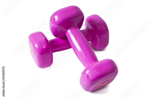 pink dumbbells isolated