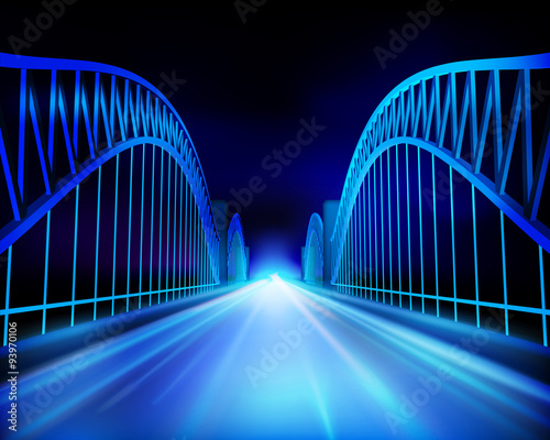 View on the bridge. Vector Illustration. 