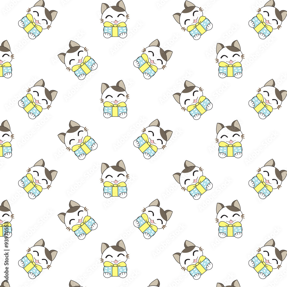 Cute Cartoon Cats Pattern.