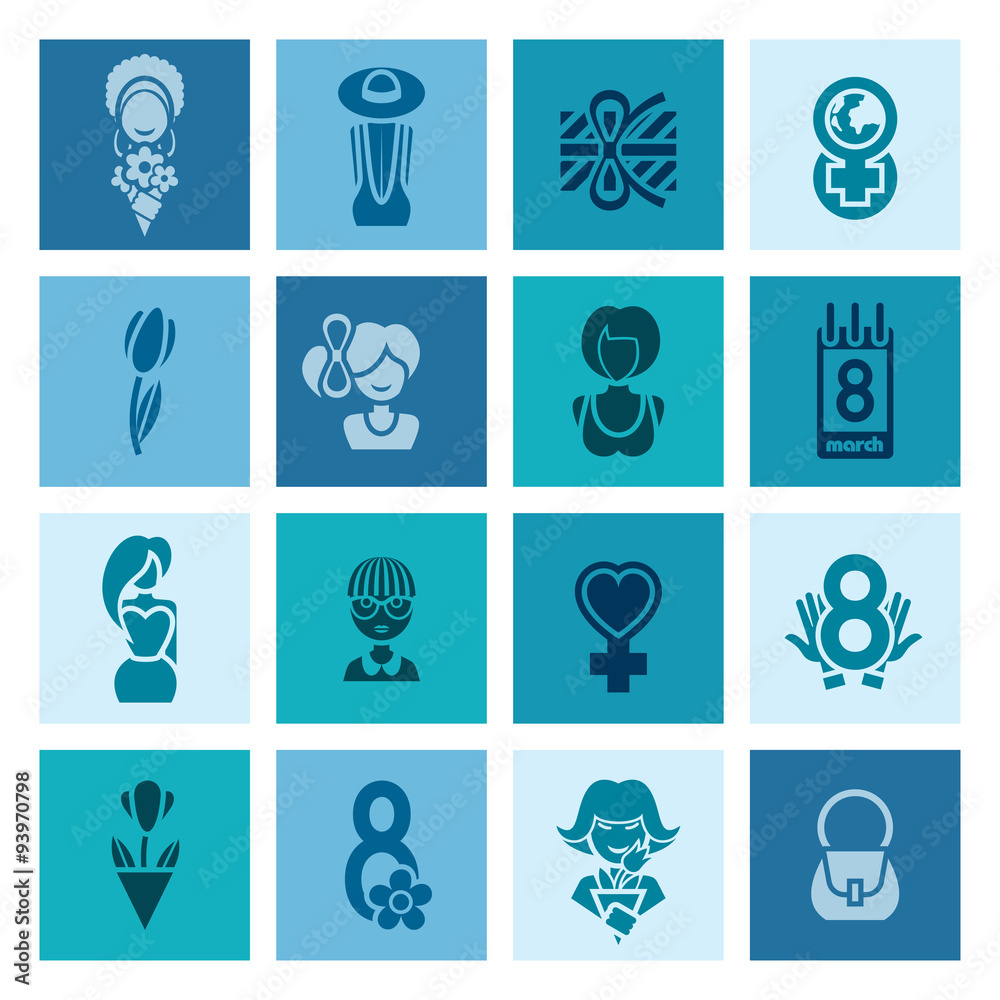 Womans Day Icon Set Womans Day Icon Set