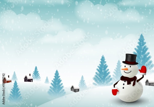 Happy Snowman Christmas background
