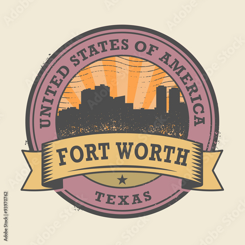 Grunge rubber stamp with name of Forth Worth, Texas