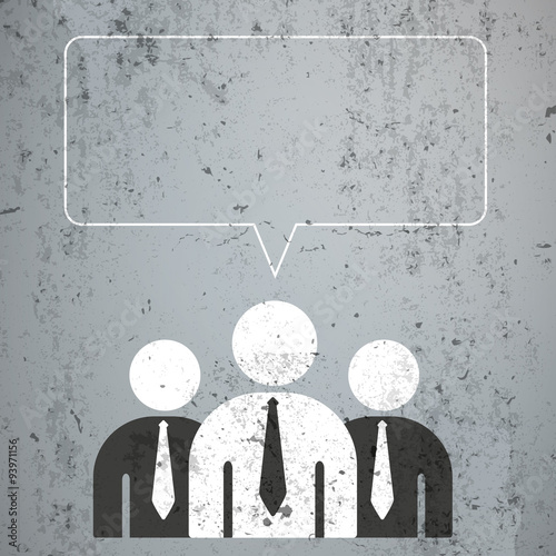 3 Businessmen Rectangle Speech Bubble Concrete