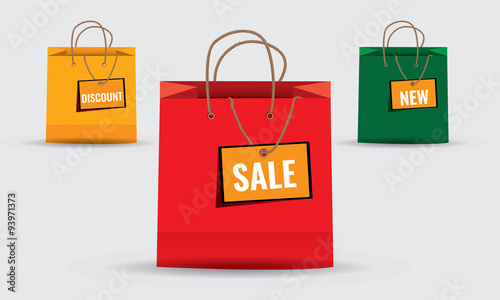 Store, shopping paper bags and banner on it