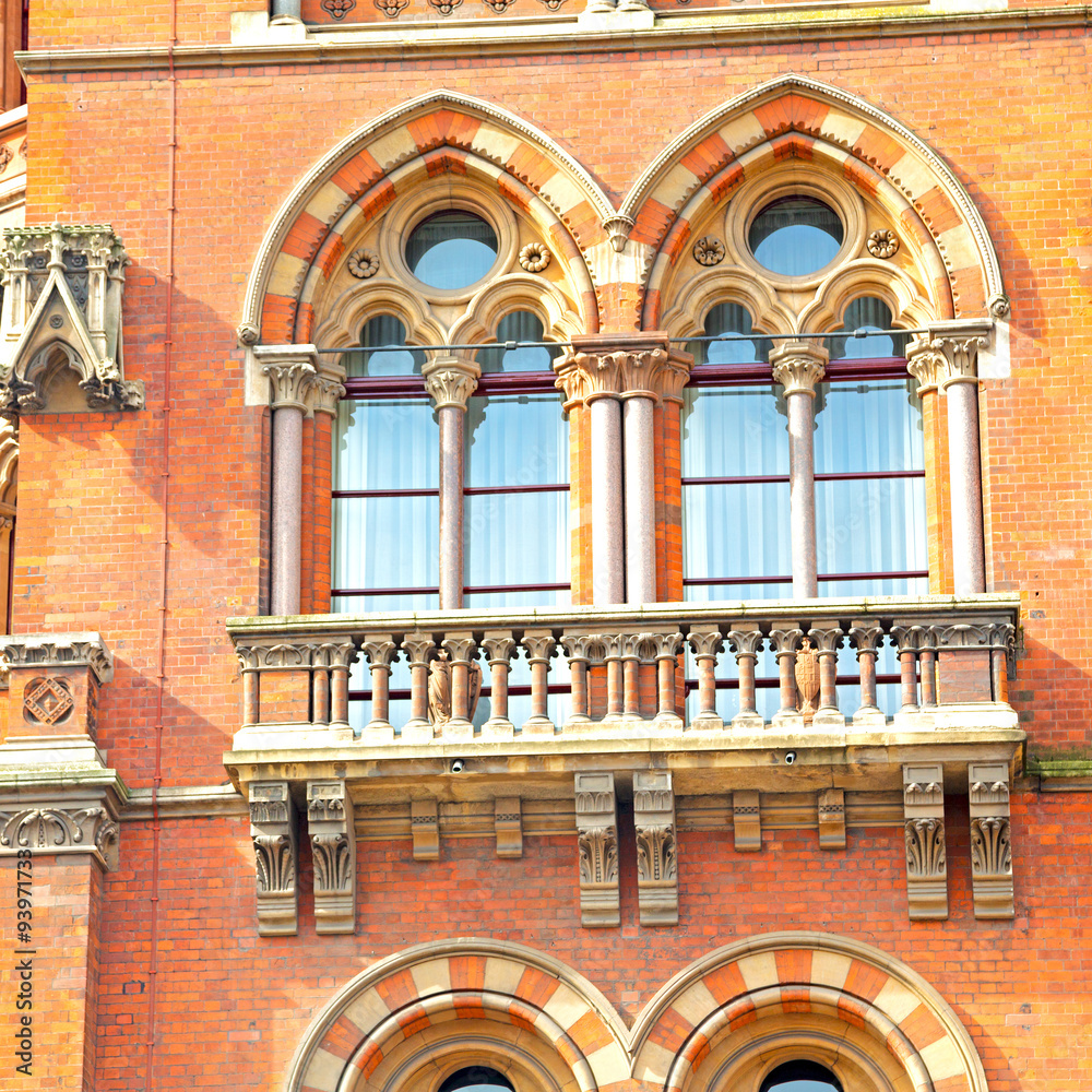old wall architecture in london england windows and brick exteri