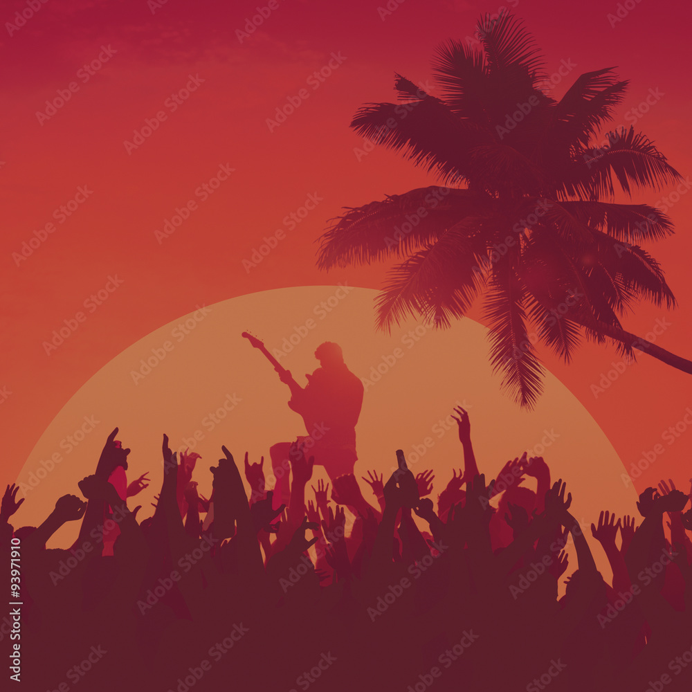Silhouette of People at a Concert Diversity Fun Concept Silhouette of People at a Concert Diversity Fun Concept