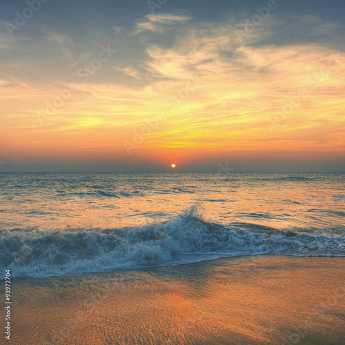 Sunset Twilight Dusk Beach Wave San Concept