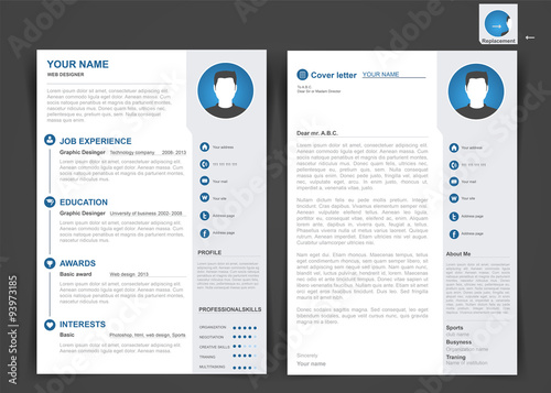 Professional cv, resume template of two pages, a4 formate photo