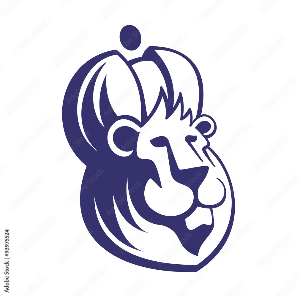 Lion head flat logo vector