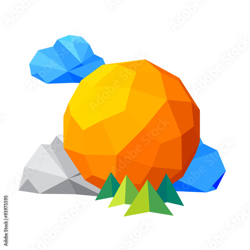 Abstract vector polygon logo. Low poly sphere.