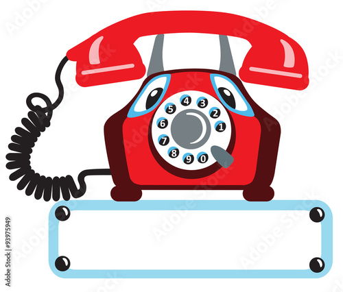 cartoon old rotary phone isolated on white background 