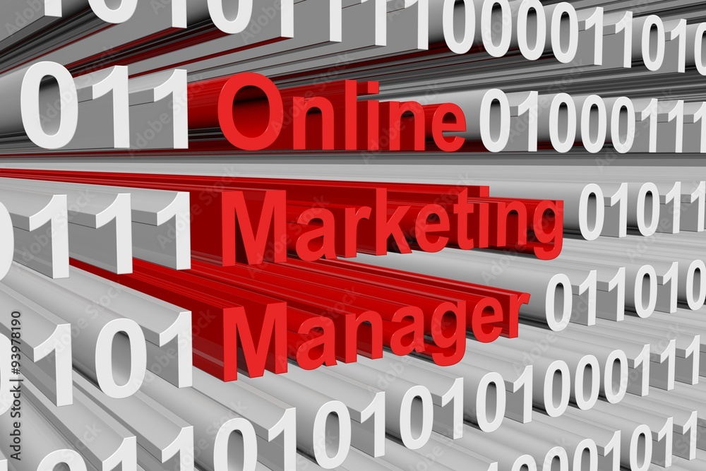 Online Marketing Manager presented in the form of binary code