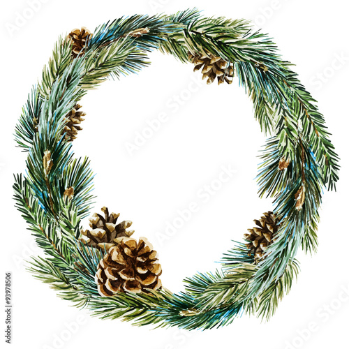 Vector watercolor christmas wreath