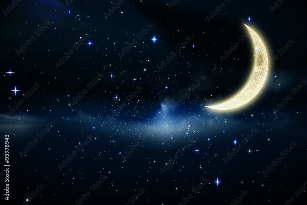 Obraz premium Crescent moon in the night sky