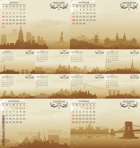 Photography city skyline calendar 2016