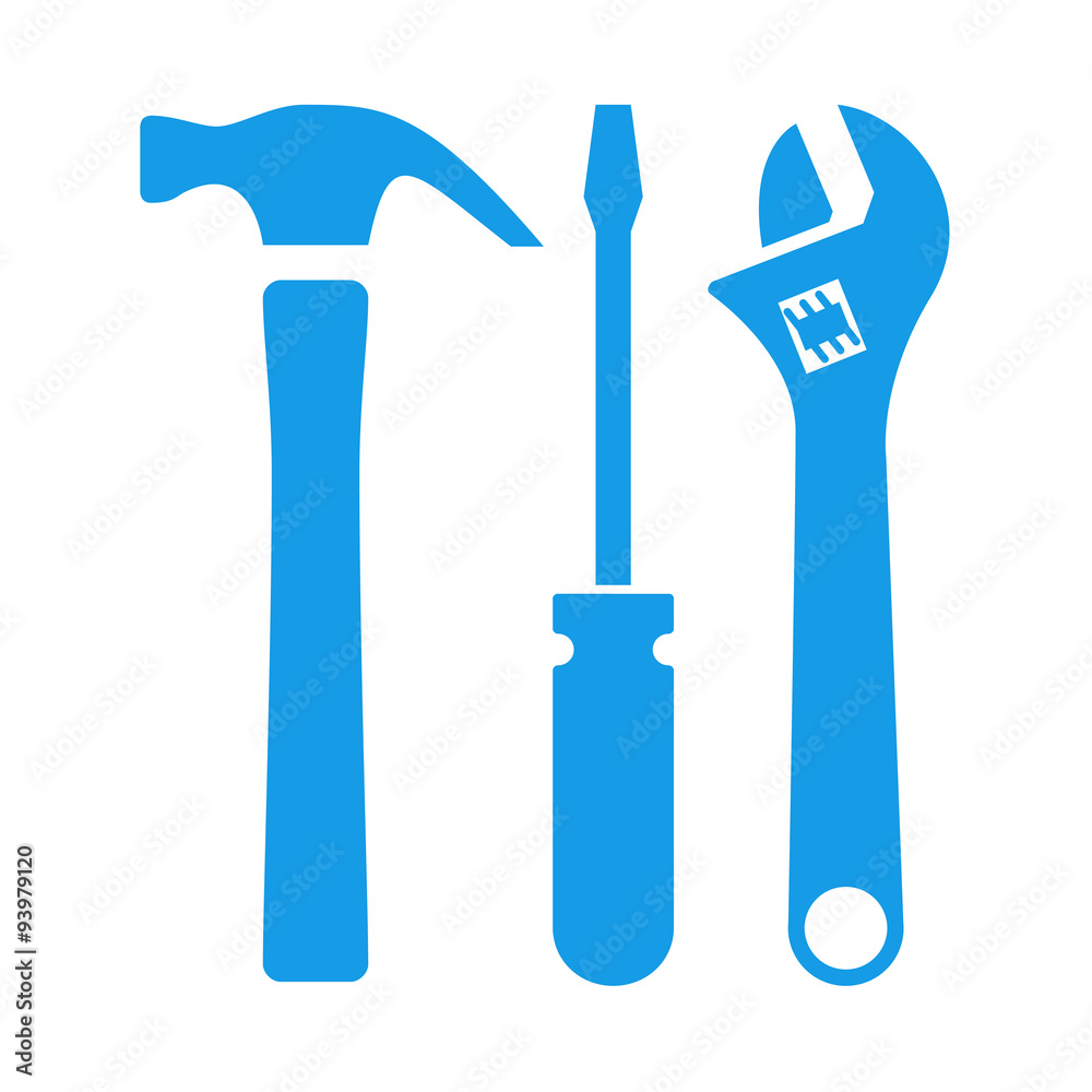 Icono plano aislado herramientas azul #1 Icono plano aislado herramientas azul #1
