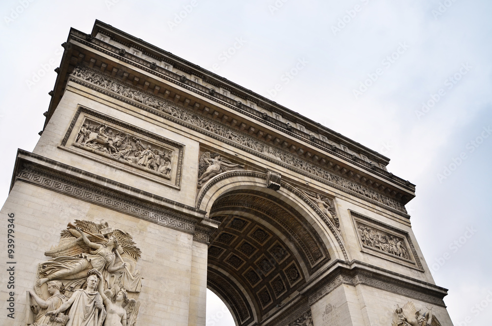 Arc de Triomphe with sky in Paris