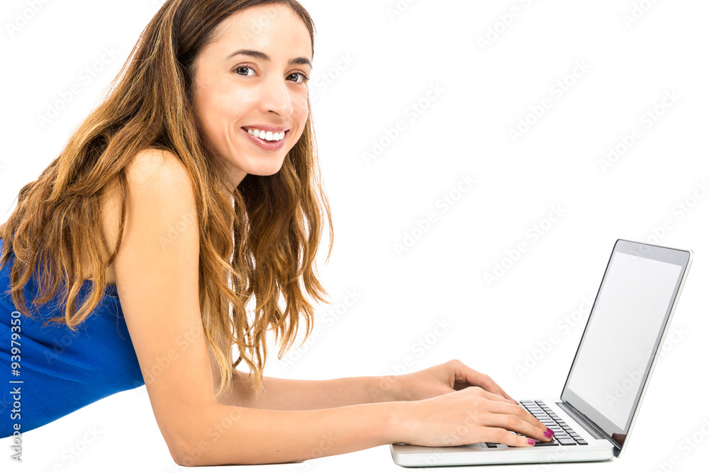 Beautiful young woman surfing with her laptop Beautiful young woman surfing with her laptop