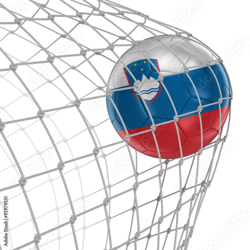 Slovene soccerball in net. Image with clipping path