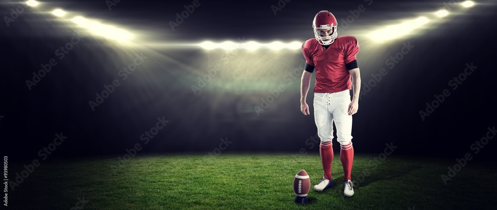 Composite image of portrait of american football player