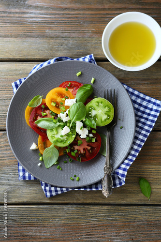 tomatoes salad with soft cheese