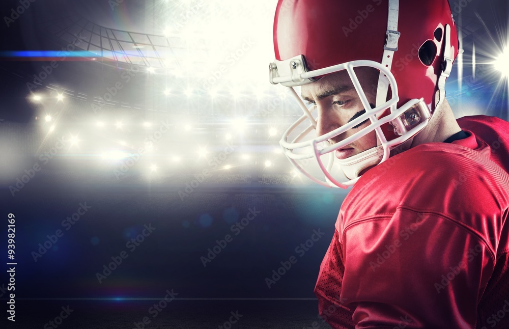 Composite image of concentrated american football player Composite image of concentrated american football player