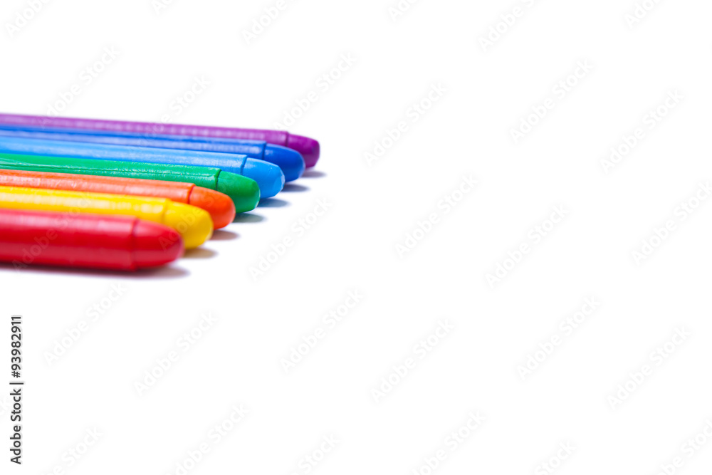 Crayons lined up in rainbow Crayons lined up in rainbow