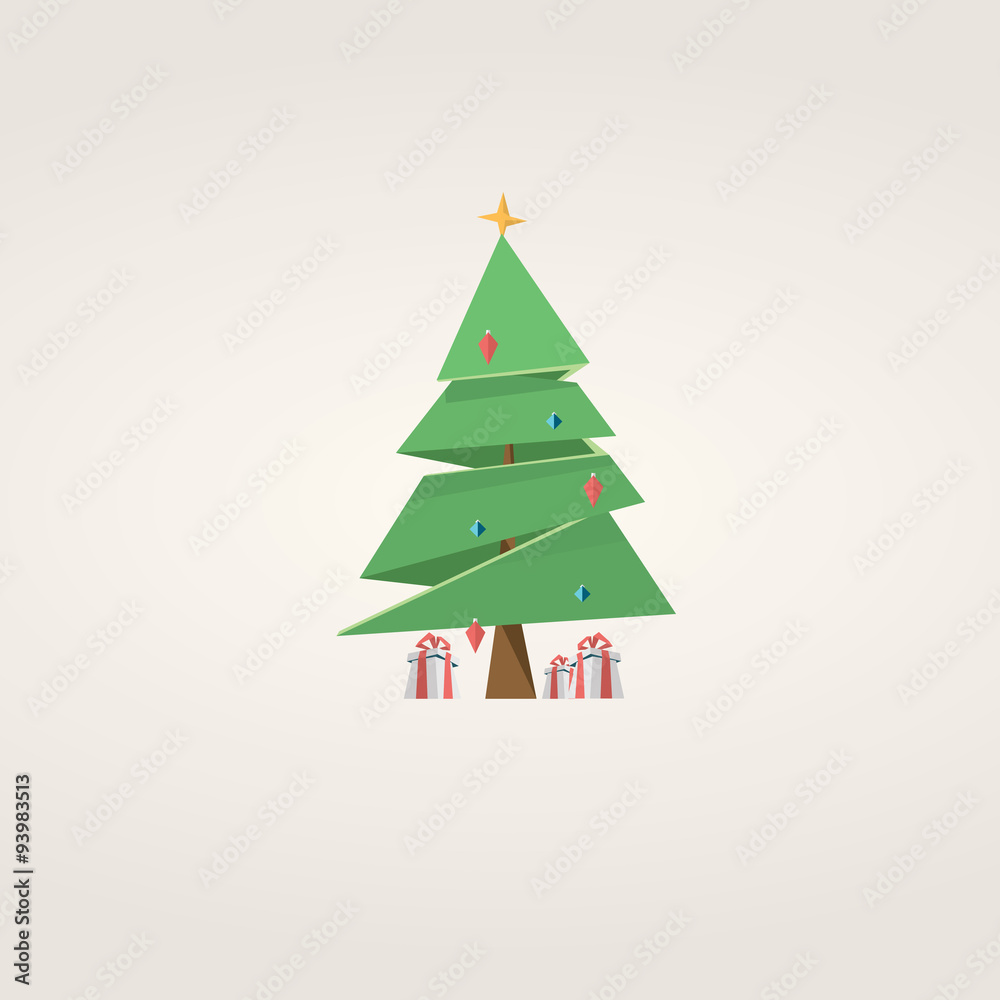 Low poly christmas tree. Holiday vector background in polygonal Low poly christmas tree. Holiday vector background in polygonal